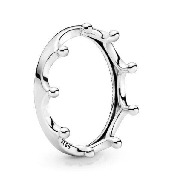 Authentic 925 Sterling Silver Sparkling Polished Crown Ring For Women Wedding Party Europe Fashion Jewelry