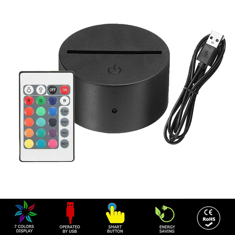 RGB 7 colors Lights LED Lamp Base for 3D Illusion Lamp 4mm Acrylic Light Panel Battery or DC 5V USB 3D nights lights
RGB 7 colors Lights LED Lamp Base for 3D Illusion Lamp 4mm Acrylic Light Panel Battery or DC 5V USB 3D nights lights