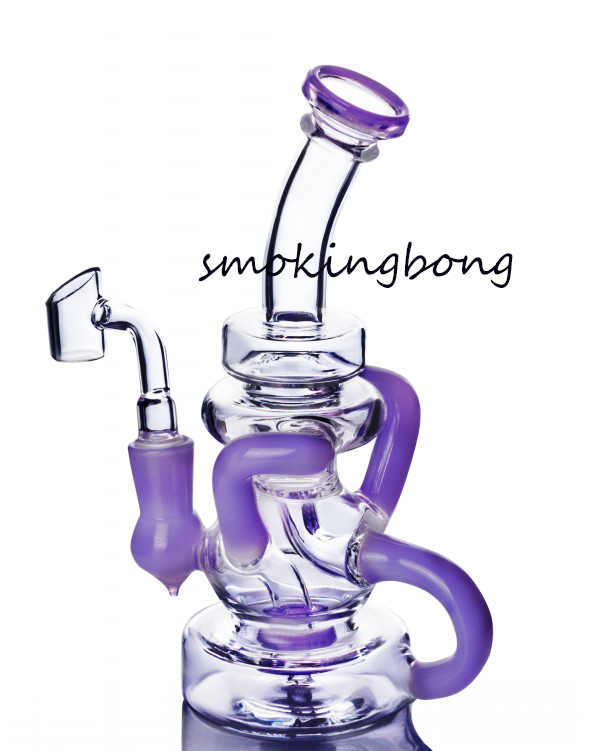 

Purple Bong Hookahs Feb Egg Pipe Recycler Oil Rigs dab Function water bongs clear perc Smoking Accessories Shisha Ashcatcher With 14mm banger
