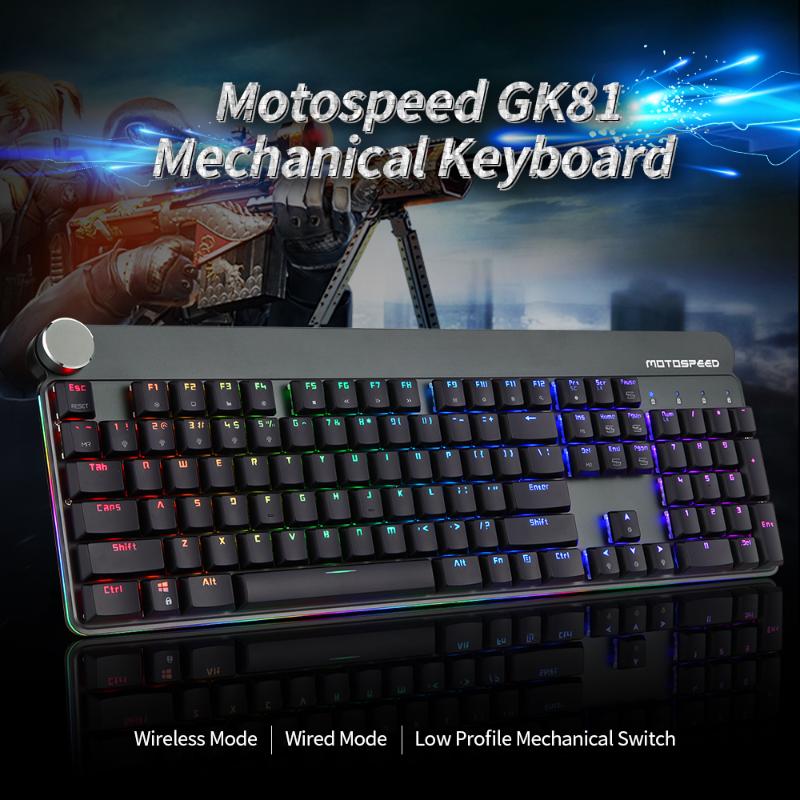 Motospeed GK81 Mechanical Keyboard Wired & 2.4G Dual Mode Backlight Low Profile RGB Switch Keyboard 104 Keys for PC Blue Switch
Motospeed GK81 Mechanical Keyboard Wired & 2.4G Dual Mode Backlight Low Profile RGB Switch Keyboard 104 Keys for PC Blue Switch