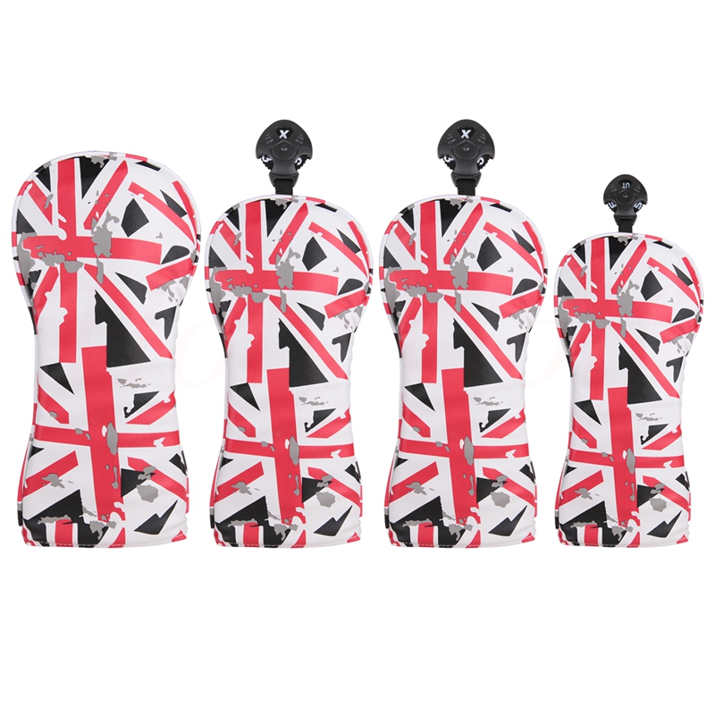White Polyester Leather with Red UK Flag Patterns Golf Driver Fairway Wood Hybrid Head Cover Golf Club #1 #3 #5 UT Headcover
White Polyester Leather with Red UK Flag Patterns Golf Driver Fairway Wood Hybrid Head Cover Golf Club #1 #3 #5 UT Headcover