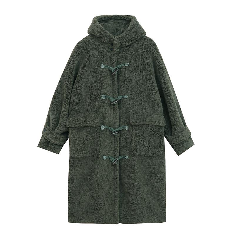 2020 Winter Lambskin Long Coats Plus Size Loose Big Pockets Hoody Outear Trendy Single-Breast Horn Button Sheepskin Overcoats, Green
2020 Winter Lambskin Long Coats Plus Size Loose Big Pockets Hoody Outear Trendy Single-Breast Horn Button Sheepskin Overcoats, Green