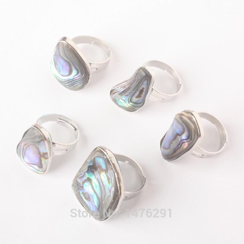 New Stylish Silver Plated Irregular Abalone Shell Resizable Ring Fashion Jewelry Ring 1PCS1