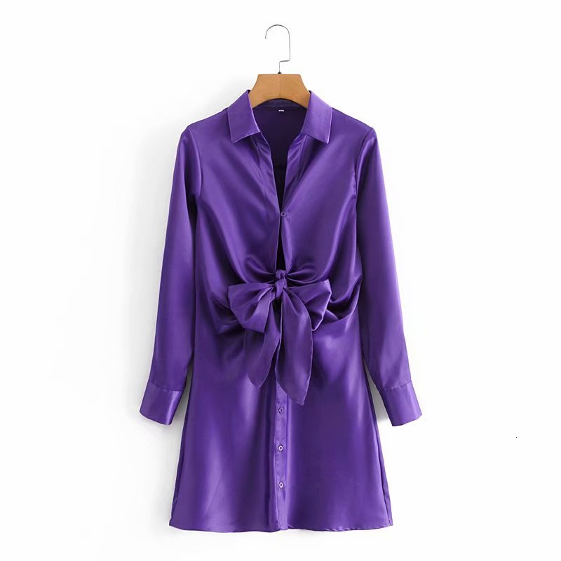 New Elegant Women Sexy V-neck Es 2021 Fashion Ladies Solid Bow Draped Vestidos Streetwear Female Chic Satin Mini Shirt- Vn3x, Purple
New Elegant Women Sexy V-neck Es 2021 Fashion Ladies Solid Bow Draped Vestidos Streetwear Female Chic Satin Mini Shirt- Vn3x, Purple