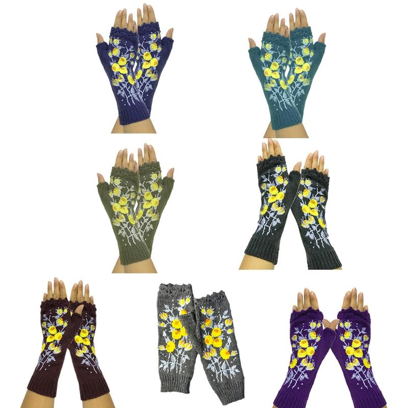 Women Autumn Knitted Lengthen Wrist Fingerless Gloves Sweet Small Yellow Floral Embroidery Thumbhole Mittens Arm Warmers
Women Autumn Knitted Lengthen Wrist Fingerless Gloves Sweet Small Yellow Floral Embroidery Thumbhole Mittens Arm Warmers