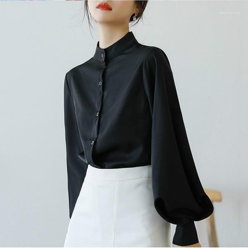 2021 Women Autumn Winter Elegant Shirt Female Solid Stand Collar Lantern Sleeve Top Lady Casual Slim Single Breasted Blouse F1981, Black
2021 Women Autumn Winter Elegant Shirt Female Solid Stand Collar Lantern Sleeve Top Lady Casual Slim Single Breasted Blouse F1981, Black