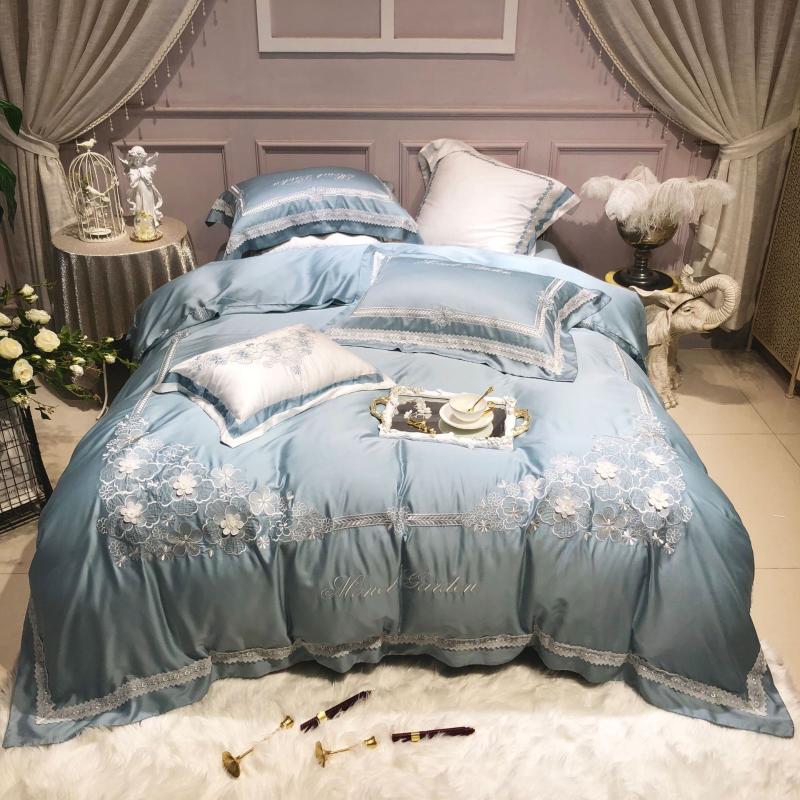 Luxury Embroidery 80S Tencel Four-Piece Set Spring And Summer Bare Sleeping Silky Bedding Bedding Sets Set, Sky blue
Luxury Embroidery 80S Tencel Four-Piece Set Spring And Summer Bare Sleeping Silky Bedding Bedding Sets Set, Sky blue
