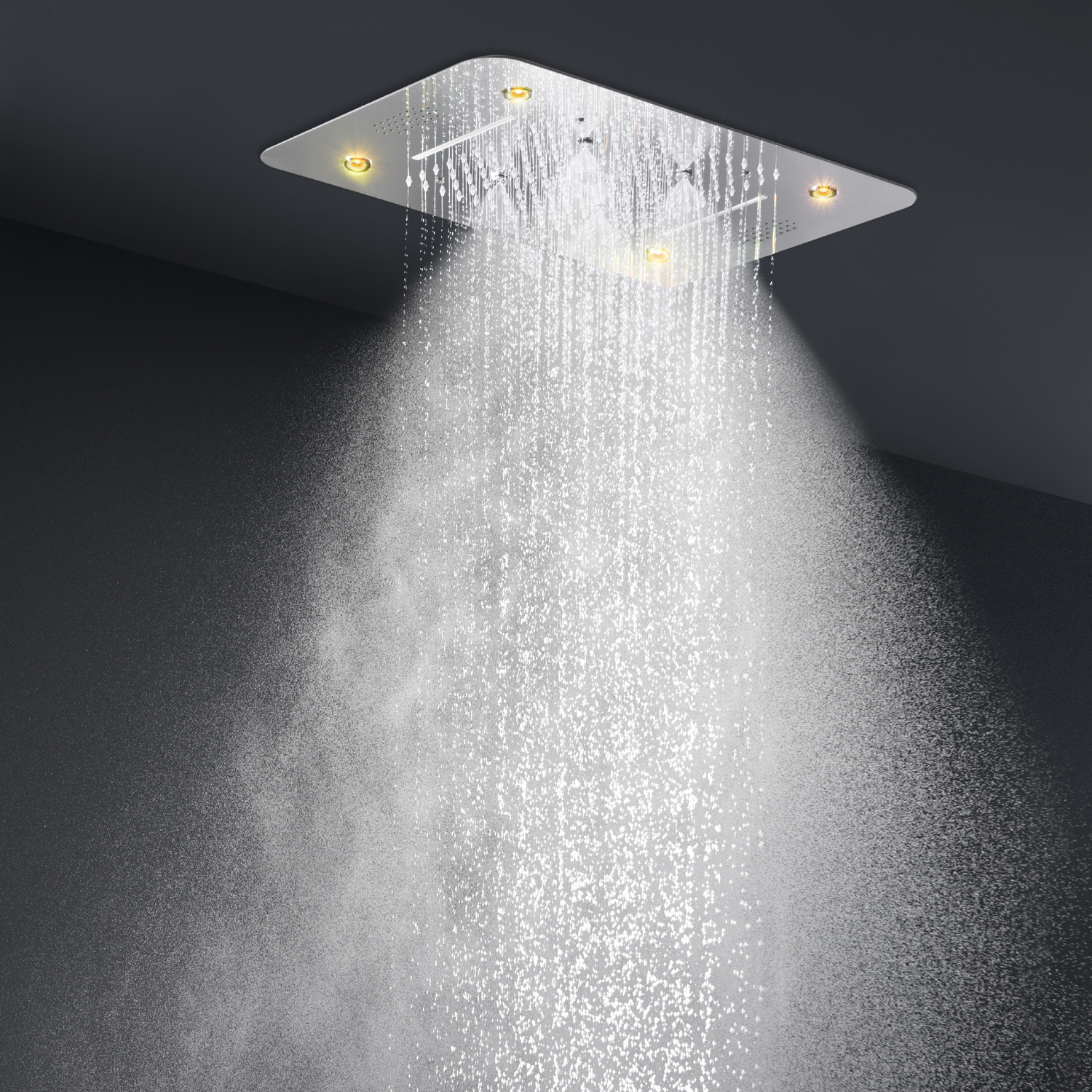 Bathroom Music Shower Set LED Shower Head Panel Multi Functions Thermostatic Diverter Valve Faucets With Massage Body Jets
