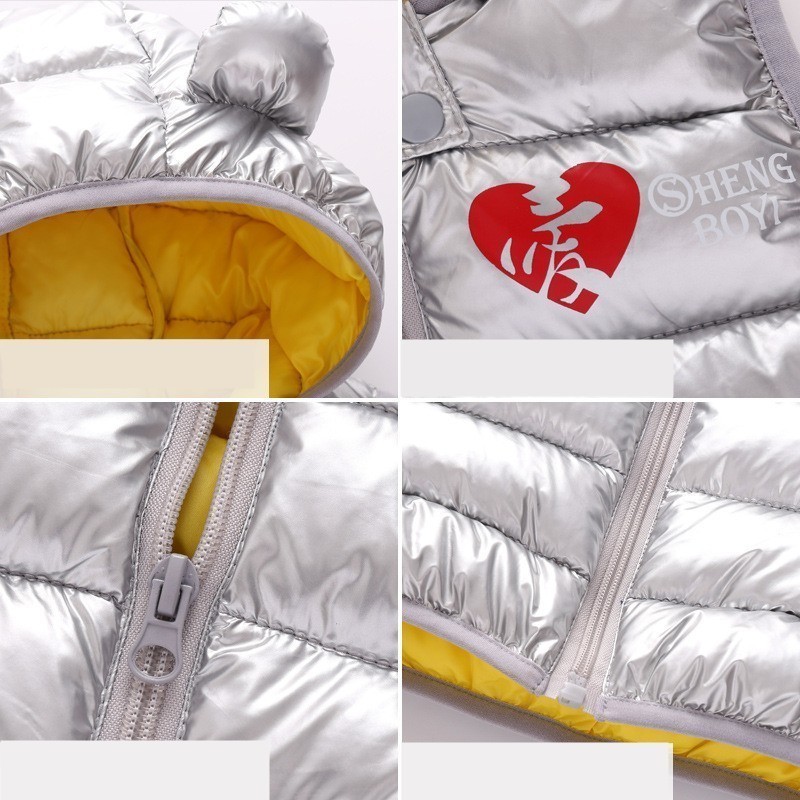 2020 Hooded Child Waistcoat Children Outerwear Winter Coats Kids Clothes Warm Cotton Baby Boys Girl Silver Vest For Age 1-5 Yrs LJ200828