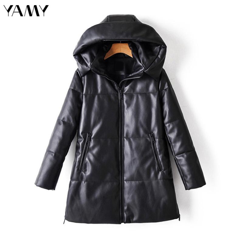 Women PU Overcoat Casual Long Hooded Faux Leather Outerwear Pocket Female Winter Black Zipper Thick Warm Parkas Coat Streetwear
Women PU Overcoat Casual Long Hooded Faux Leather Outerwear Pocket Female Winter Black Zipper Thick Warm Parkas Coat Streetwear