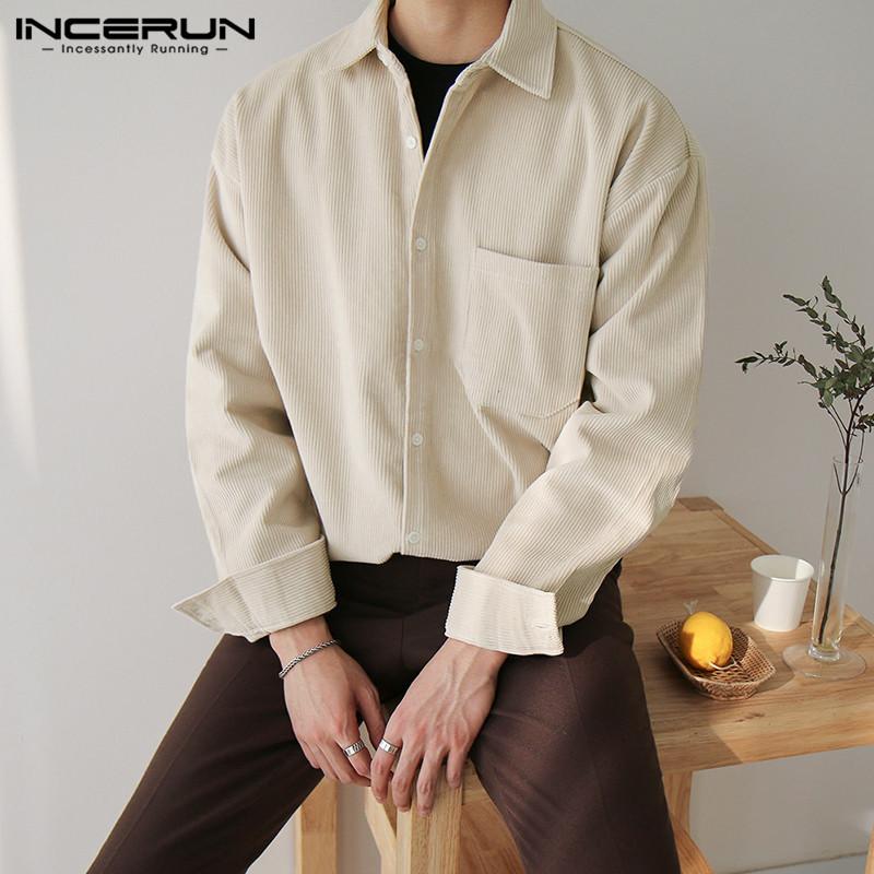 2021 Men Corduroy Shirt Turn Down Collar Solid Color Button Long Sleeve Spring Casual Shirts Streetwear Vintage Camisas INCERUN, Beige
2021 Men Corduroy Shirt Turn Down Collar Solid Color Button Long Sleeve Spring Casual Shirts Streetwear Vintage Camisas INCERUN, Beige