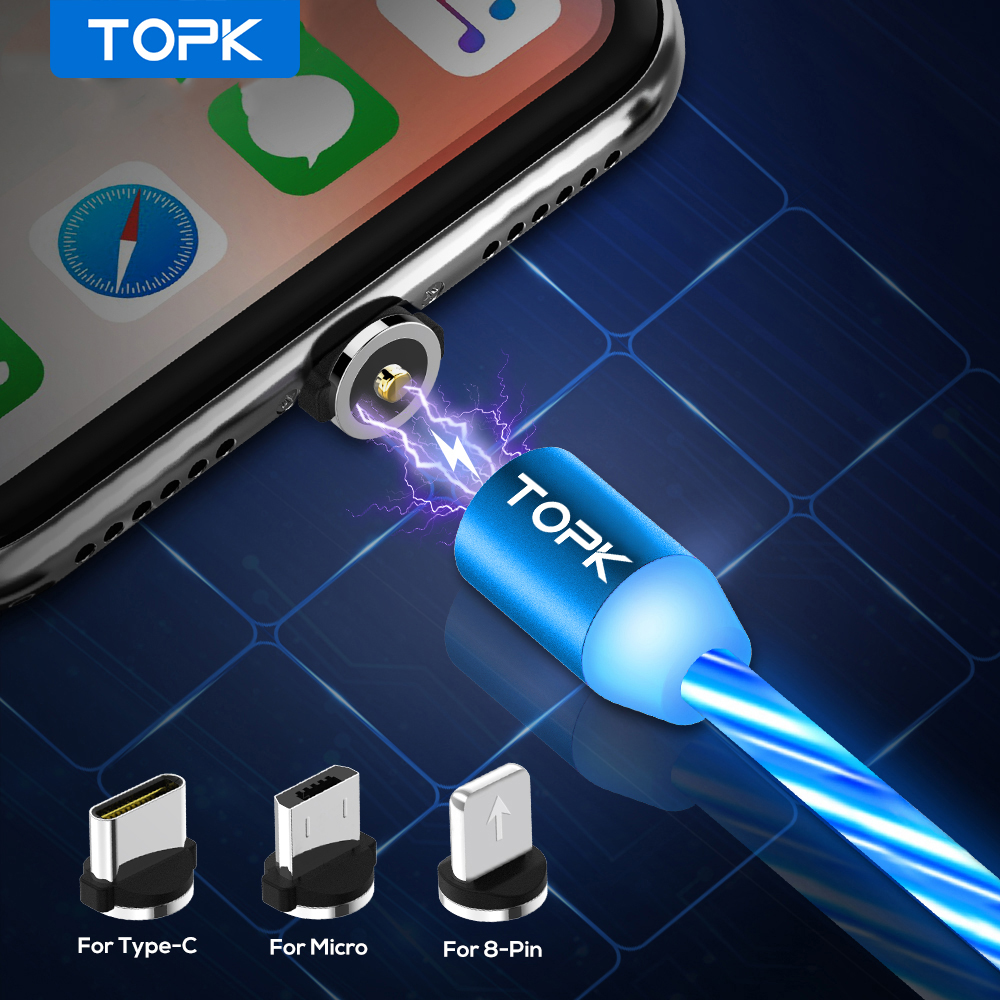 TOPK 1M LED Flow Glow Lighting Magnetic USB Cable for Phone Xs Max 8 7 Plus Micro USB Type C Fast Charging Type-C Phone Cables, Green
TOPK 1M LED Flow Glow Lighting Magnetic USB Cable for Phone Xs Max 8 7 Plus Micro USB Type C Fast Charging Type-C Phone Cables, Green