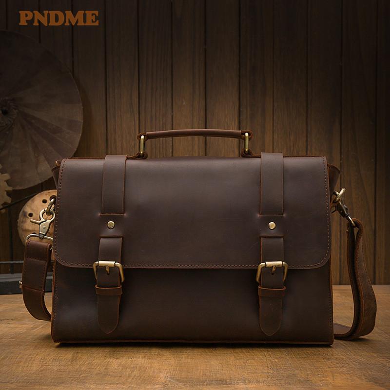 Vintage men's briefcase business casual high-quality natural genuine leather laptop shoulder messenger bag, Brown
Vintage men's briefcase business casual high-quality natural genuine leather laptop shoulder messenger bag, Brown