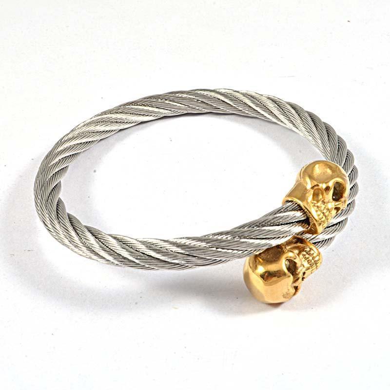 Fashion Punk Color Plated Gold Stainless Steel Skulls Clasp Twisted Color Black Cable Bangles Cuff Bracelets Pulseiras Jewelry1
Fashion Punk Color Plated Gold Stainless Steel Skulls Clasp Twisted Color Black Cable Bangles Cuff Bracelets Pulseiras Jewelry1