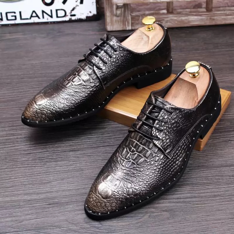 Luxury Designer Men's Pointed Leather shoes Crocodile Pattern Rivets Lace Up Dress Party Prom Stage Shoes Male Black Red Gold 38-44
Luxury Designer Men's Pointed Leather shoes Crocodile Pattern Rivets Lace Up Dress Party Prom Stage Shoes Male Black Red Gold 38-44