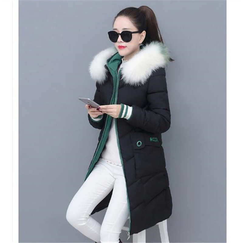 Women Autumn Winter Jacket Parkas New splice Hooded Medium Long Outerwear Slim Plus Size 3XL Female Down Cotton Jacket 201026