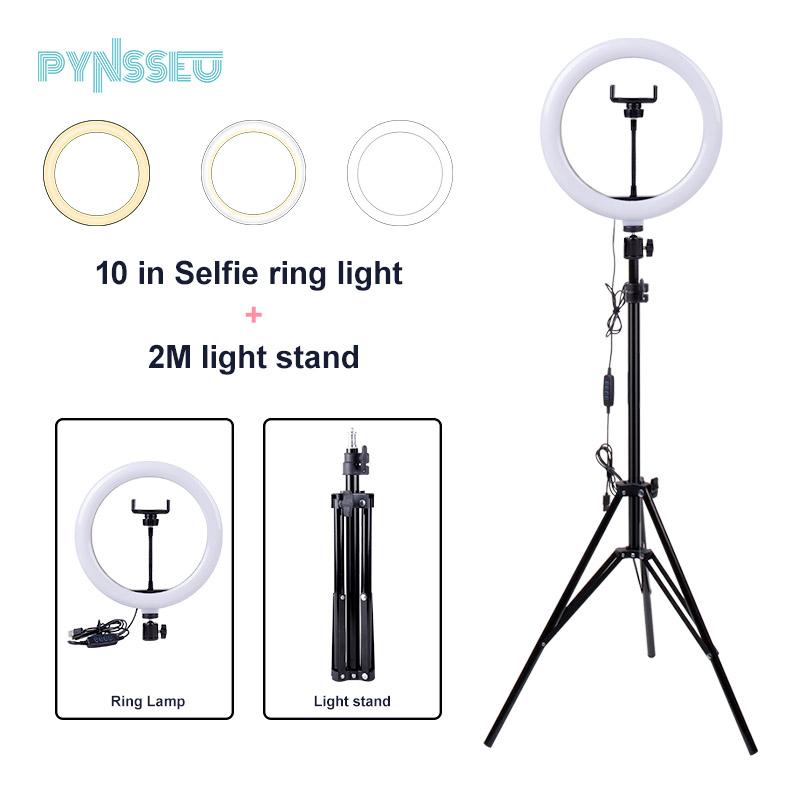 PYNSSEU Video Lamp 10" LED Ring Light with stand Dimmable Photography Lighting Kit with phone holder for Tik tok / studio / Yout
PYNSSEU Video Lamp 10" LED Ring Light with stand Dimmable Photography Lighting Kit with phone holder for Tik tok / studio / Yout