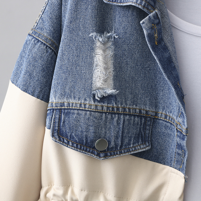 Neploe Jeans Jacket Women Clothes Drawstring Denim Coat Harajuku Patchwork Plus Size Jackets Long Sleeve Windbreaker Female 201017