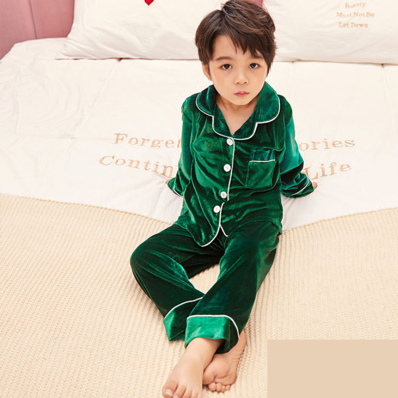 Baby Boy Girl Pleuche Pajamas Sets 2PCS Winter Spring Autumn Kid Sleeping Pajamas Child Warm Sleepwear Home Suit 2-14Y LJ201216
