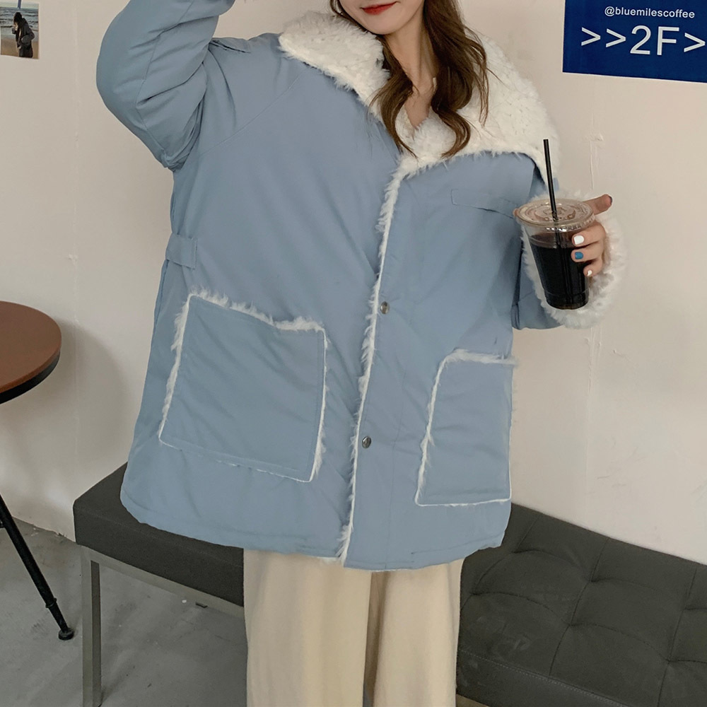 2021 New Korean Version Cotton Padded Jacket Autumn Winter Thicken Lambswool Splicing Keep Warm Stand-up Collar Long Sleeve 0EI1, Sky blue
2021 New Korean Version Cotton Padded Jacket Autumn Winter Thicken Lambswool Splicing Keep Warm Stand-up Collar Long Sleeve 0EI1, Sky blue