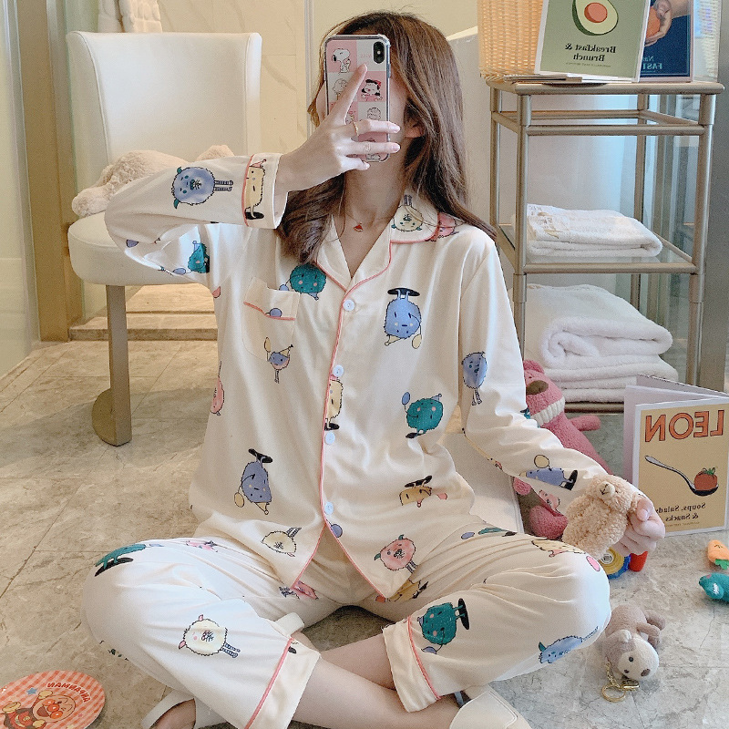 Women Pajamas Sets Lovely Wear Leisure Clothes Personality Autumn Long Sleeved Women Pajamas for Women Pyjamas Sets Nightwear Pj 201027