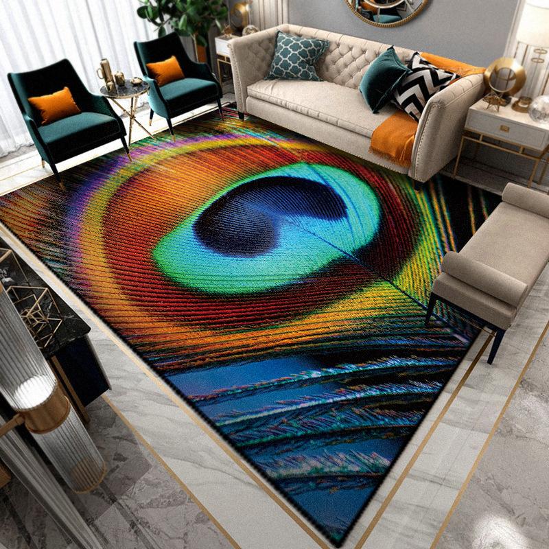 Gold velvet printed carpet Thickened non-slip animal feather peacock pad rectangular living room bedroom decorative rug, 10
Gold velvet printed carpet Thickened non-slip animal feather peacock pad rectangular living room bedroom decorative rug, 10