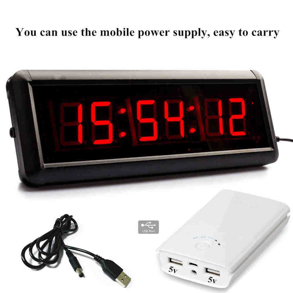 15 inch led Digital Countdown Wall Clock Large Stopwatch with Remote and Switch Button for Obstacle RacingTimerRed 29x10cm