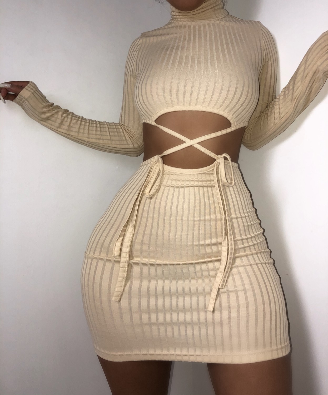 KGFIGU Women knit dress Autumn long sleeve Khaki slimming bodycon dresses Sexy ribbed vestidos drop shipping T200320