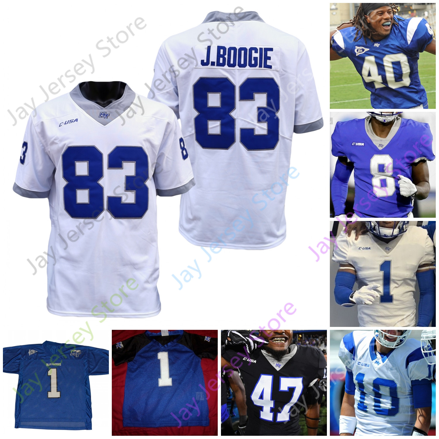 

Middle Tennessee State Football Jersey NCAA College Jay Ajayi Chase Cunningham Chaton Mobley Frank Peasant McDonald Gilchrist Windham, White i
