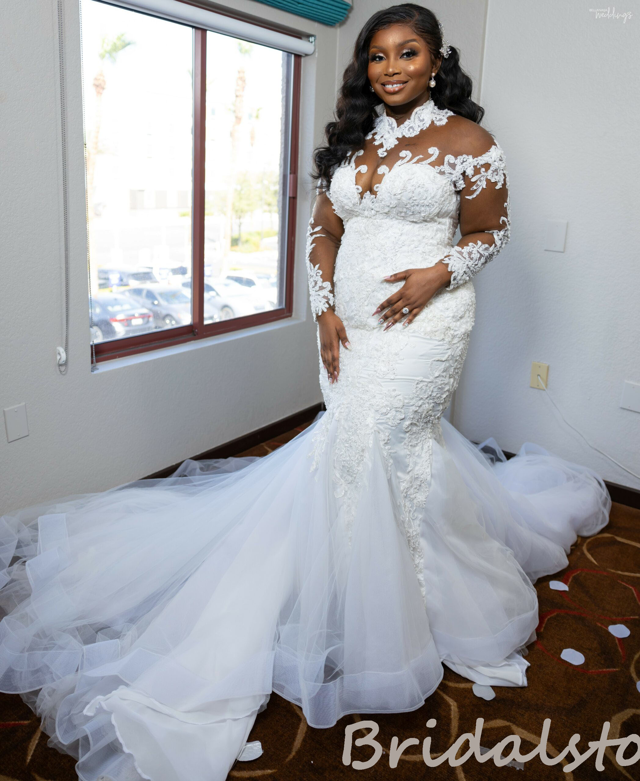 Luxury Mermaid Plus Size Wedding Dress With Lace Sheer High Neck Country Garden Bridal Gowns 2022 White Trumpet Aso Ebi Vintage Mesh Full Sleeve Vesti