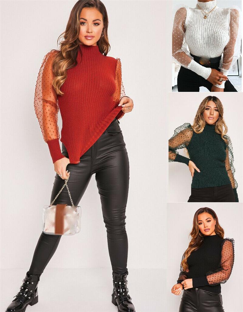 Dot Printed Mesh Sleeve Female High Neck Shirts Clothes Patchwork Women Sheer Mesh Puff Sleeve Polka Dots Tops Knit Shirt Blouse, Black
Dot Printed Mesh Sleeve Female High Neck Shirts Clothes Patchwork Women Sheer Mesh Puff Sleeve Polka Dots Tops Knit Shirt Blouse, Black