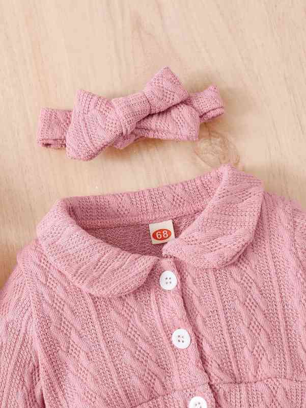 Baby Peter-pan Collar Jacket & Bow Front Skirt & Headband SHE