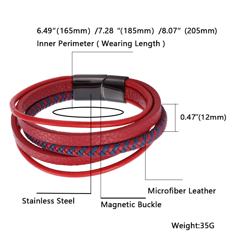 Creativity Multilayer Leather Magnetic Buckle Bangle Bracelets for Men Women Lovers Gift