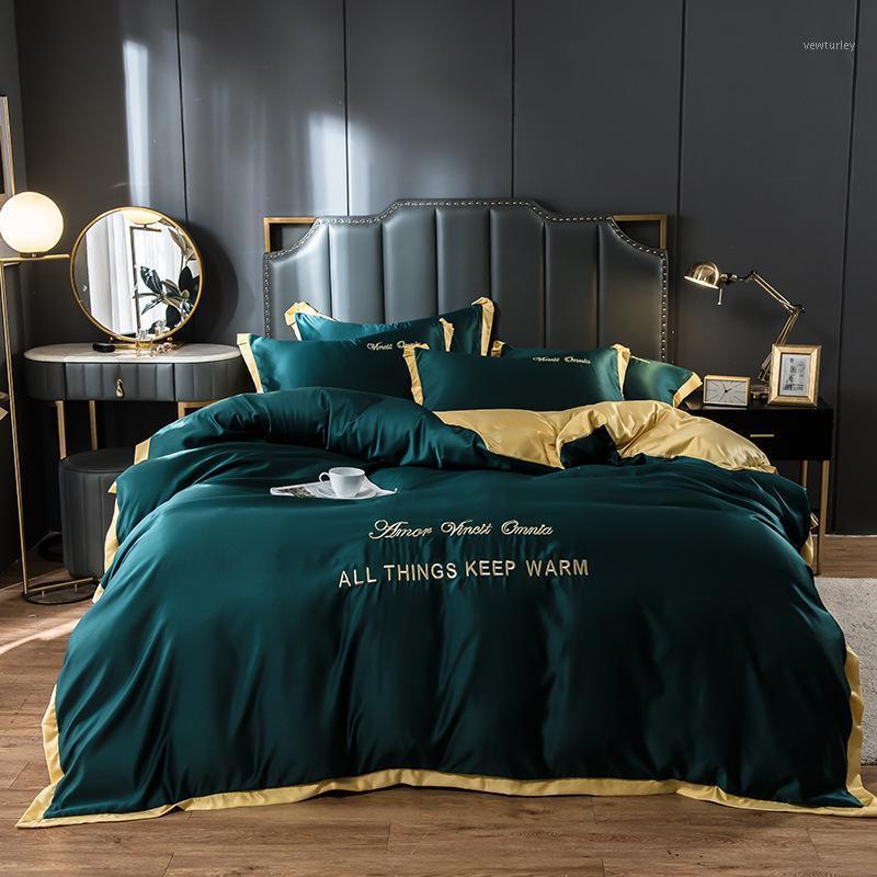 Luxury satin silky bedding set embroidery bed sheet duvet cover sheet Fitted Bed Flat king queen size1
Luxury satin silky bedding set embroidery bed sheet duvet cover sheet Fitted Bed Flat king queen size1
