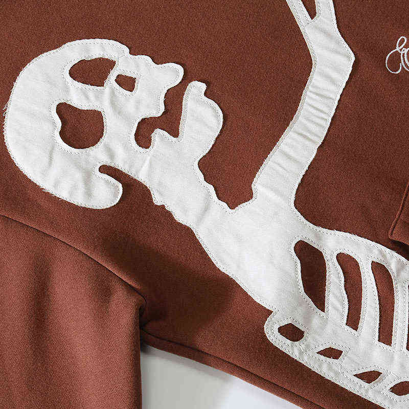 Hip Hop Streetwear Sweatshirt Hoodie Men Human Skeleton Hooded Pullover Autumn Harajuku Cotton Fleece Sweat Shirt Hoodie 220114