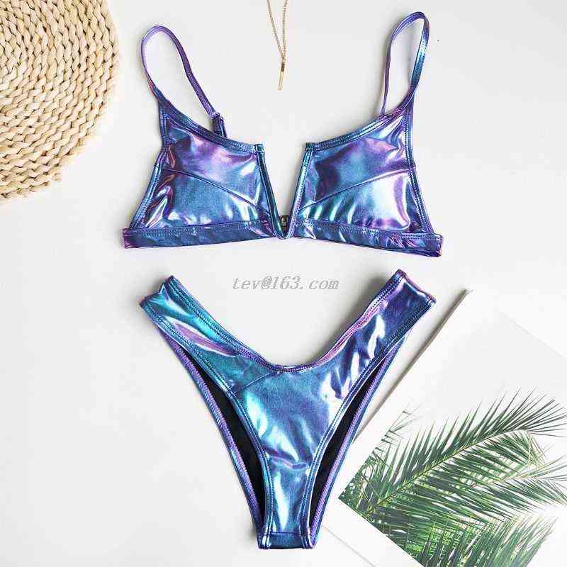 Women Sexy Brazilian Bikini Set Holographic Faux Leather Metallic Swimsuit Split V-neck Colorful High Cut Bathing Suit, White;black
Women Sexy Brazilian Bikini Set Holographic Faux Leather Metallic Swimsuit Split V-neck Colorful High Cut Bathing Suit, White;black