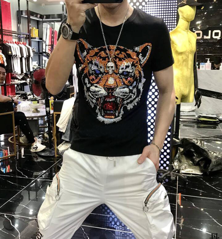 Plus Men's T-shirts Size 5xl Diamond T-shirt Summer Man Short Sleeves T-tshirts Masculine Drill Hot Tshirt Homme D1bf, The picture shown 
Plus Men's T-shirts Size 5xl Diamond T-shirt Summer Man Short Sleeves T-tshirts Masculine Drill Hot Tshirt Homme D1bf, The picture shown