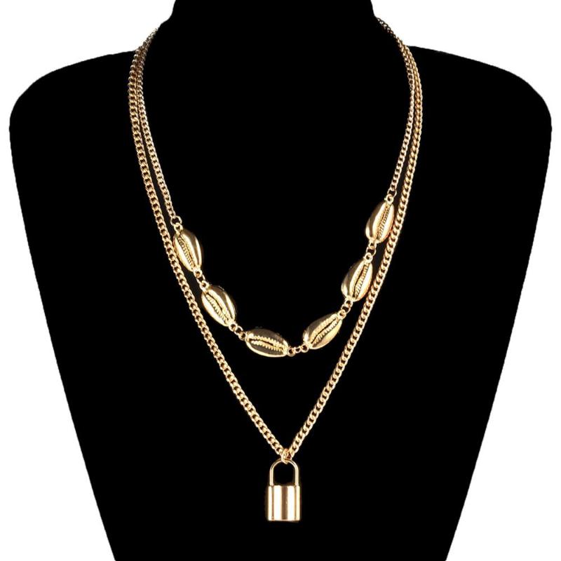 Alloy Shell Lock Pendant Necklace Women's Exaggerated Fashion Multi-layered Item Clavicle Cross-border Jewelry
Alloy Shell Lock Pendant Necklace Women's Exaggerated Fashion Multi-layered Item Clavicle Cross-border Jewelry