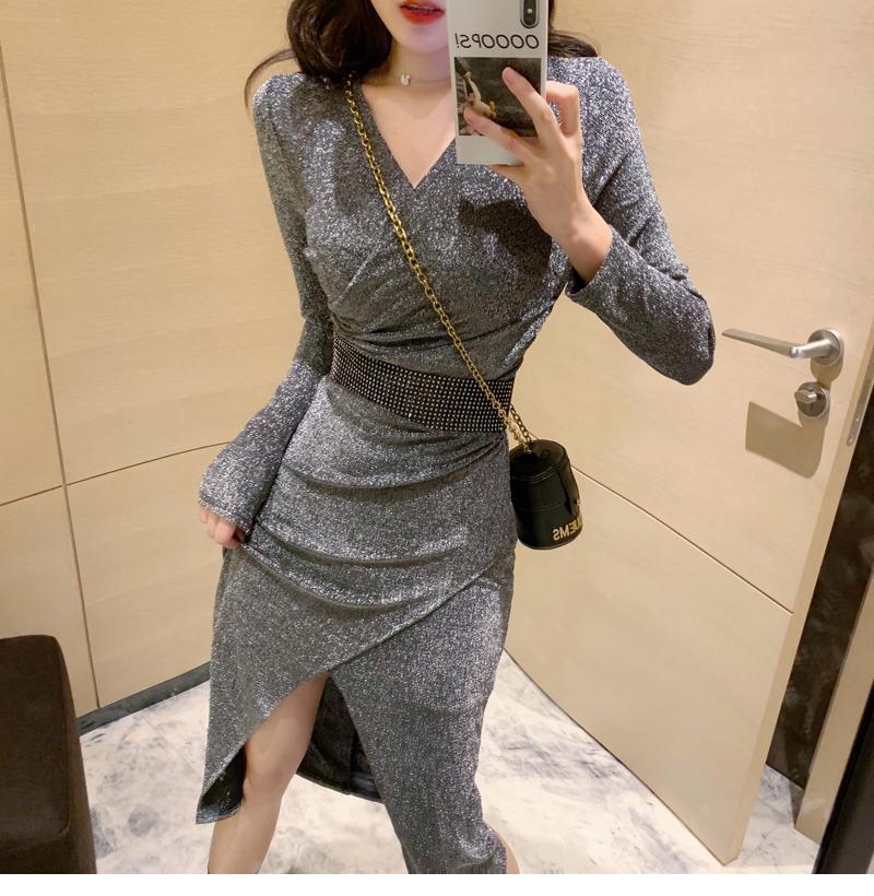 Korean style ladies V-neck long-sleeved dress female mid-length sexy split package hip dresses robe cadeau noel, Black dress
Korean style ladies V-neck long-sleeved dress female mid-length sexy split package hip dresses robe cadeau noel, Black dress