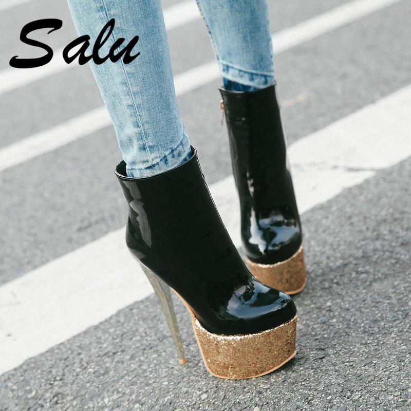 Salu Sexy Super High Heel Ankle Boots Platform Boots Winter 2021 New Style Side Zip Women Shoes Rubber Female Shoes Size 44, Black
Salu Sexy Super High Heel Ankle Boots Platform Boots Winter 2021 New Style Side Zip Women Shoes Rubber Female Shoes Size 44, Black