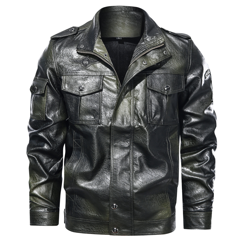 Fashion Men's Brown Leather Jacket Vintage Style Outwear Coat Men Autumn Winter Motorcycle Jacket Casual Overcoat Plus Size 4XL 201218