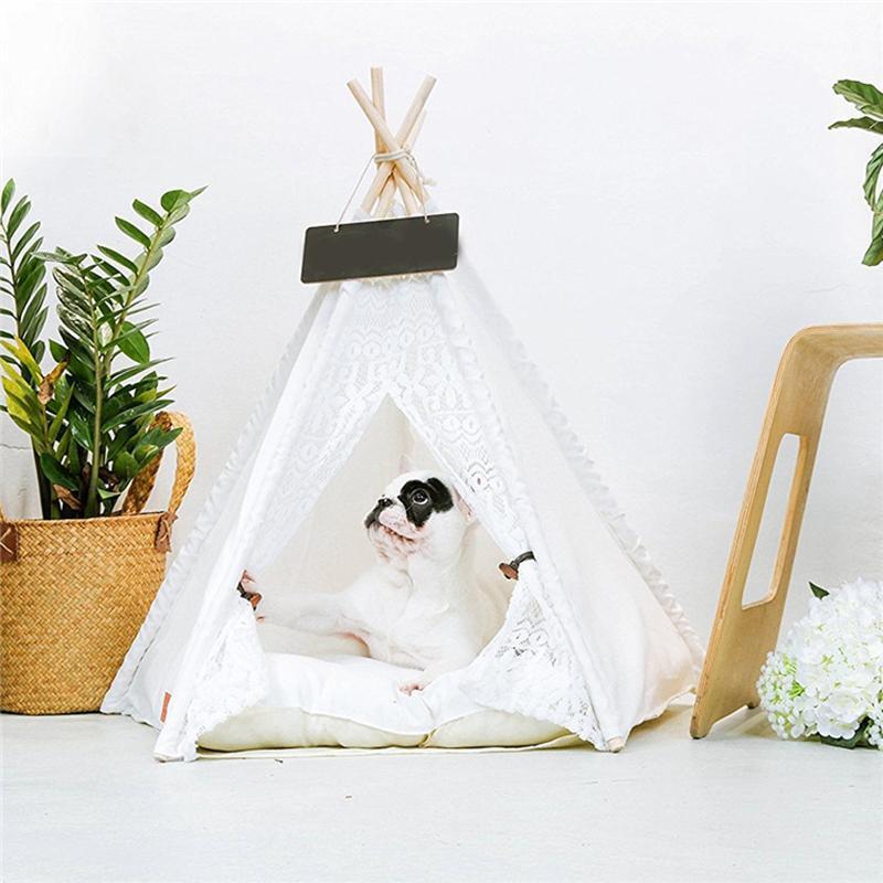 White Lace Pet Tent Dog House Dog Bed Pet House Tent Wood Kennel Puppy Cat Bed with Mat Supplies Pads1
White Lace Pet Tent Dog House Dog Bed Pet House Tent Wood Kennel Puppy Cat Bed with Mat Supplies Pads1