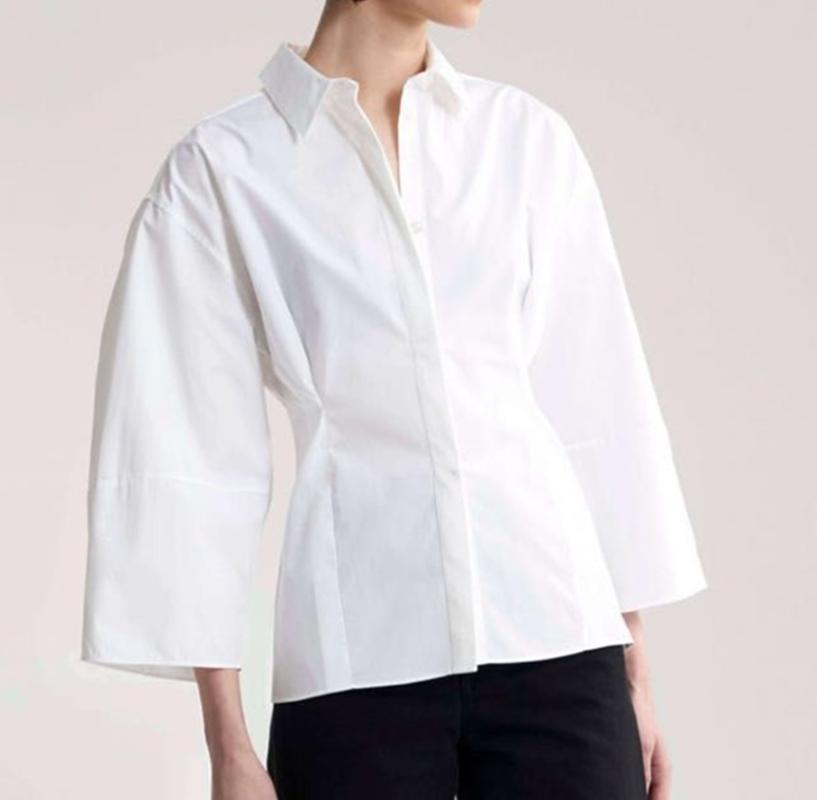 2020 Early Autumn Oblique Trumpet Sleeve Casual Arc Sleeve Waist Blouse Female Two Color, White
2020 Early Autumn Oblique Trumpet Sleeve Casual Arc Sleeve Waist Blouse Female Two Color, White