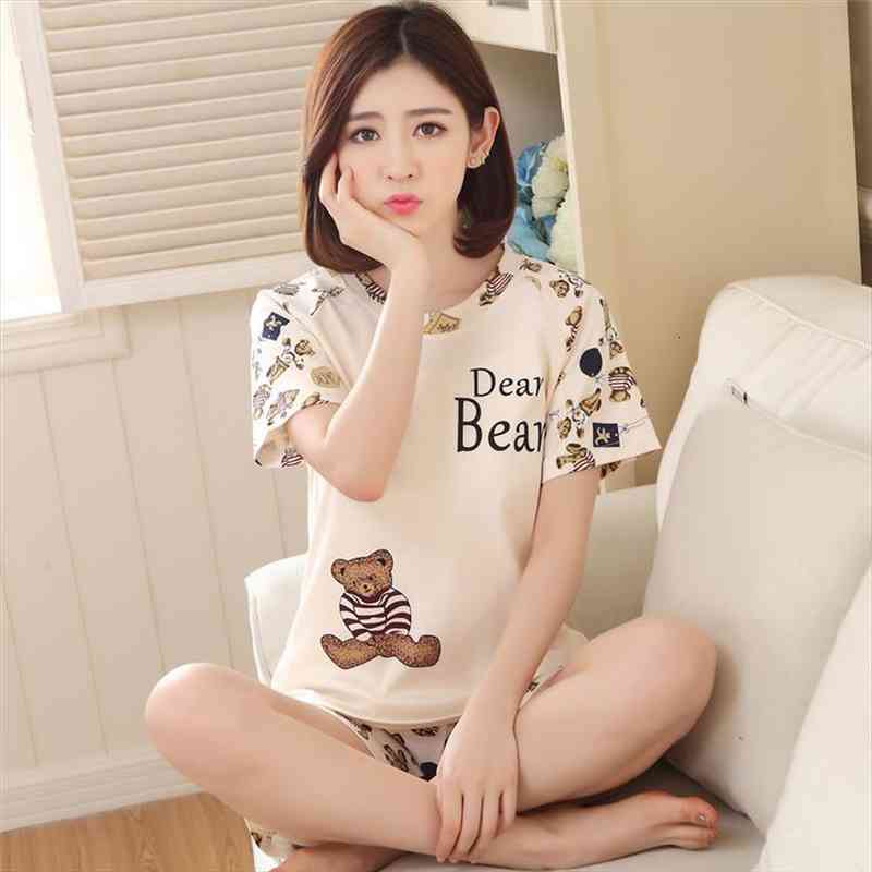 Women Pajamas Sets Summer Round Neck Pijama Cartoon Short Sleeve Pyjamas Women Styles Sleepwear Spring Casual Pajamas, Black;red
Women Pajamas Sets Summer Round Neck Pijama Cartoon Short Sleeve Pyjamas Women Styles Sleepwear Spring Casual Pajamas, Black;red