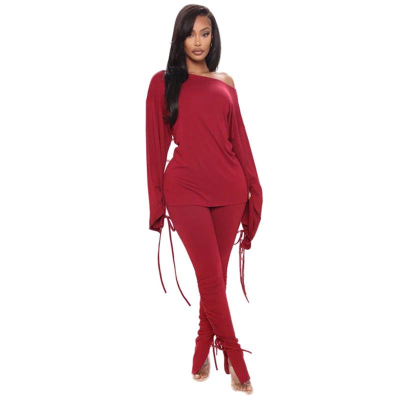 Ladies Bandage Casual Sets Fashion Trend Long Sleeve Round Neck Sweatshirt Pants Suits Designer Female Autumn Solid Color Loose Tracksuits, Red
Ladies Bandage Casual Sets Fashion Trend Long Sleeve Round Neck Sweatshirt Pants Suits Designer Female Autumn Solid Color Loose Tracksuits, Red