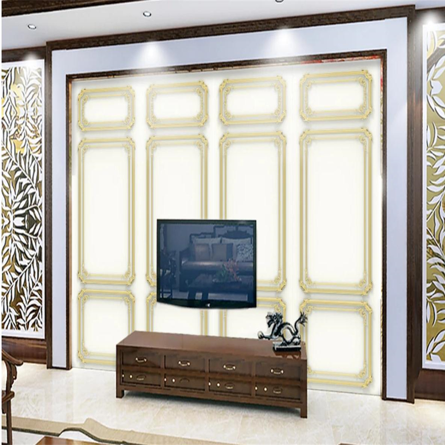 modern wallpaper for living room minimalist 3D three-dimensional wallboard golden wallpapers TV background wall