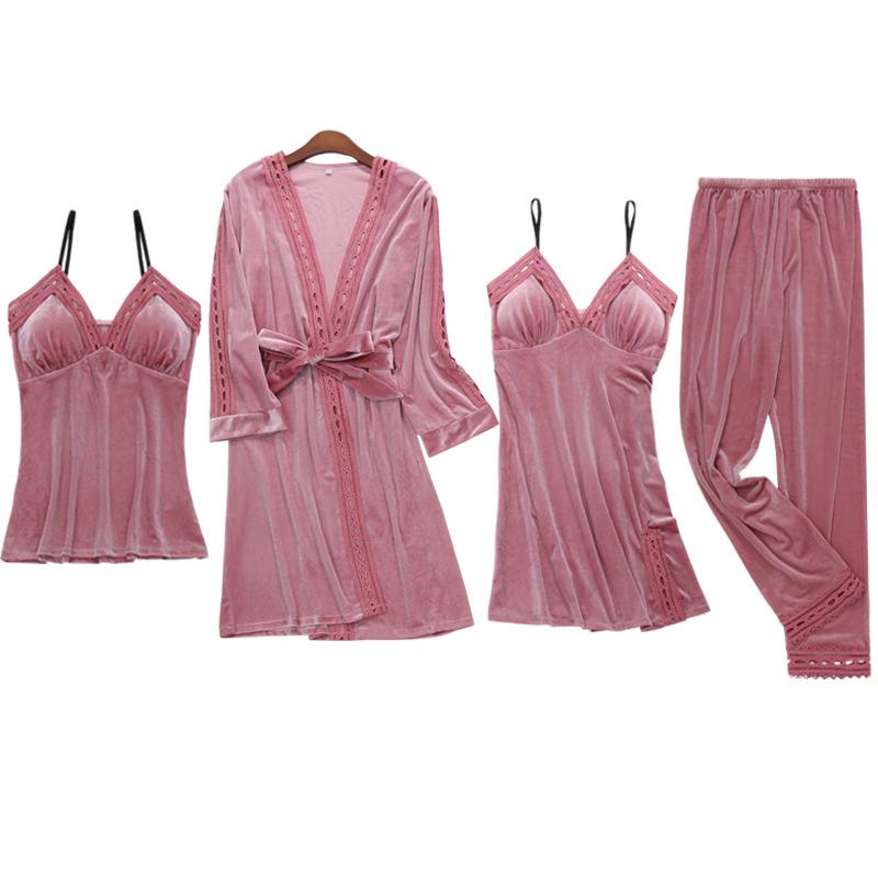 Pajamas Sets Women Fashion Velvet 4 Pieces Thicken Warm Winter Sleepwear Sexy Lace Bathrobe Home Clothes Pajamas Nightwear, Gray
Pajamas Sets Women Fashion Velvet 4 Pieces Thicken Warm Winter Sleepwear Sexy Lace Bathrobe Home Clothes Pajamas Nightwear, Gray