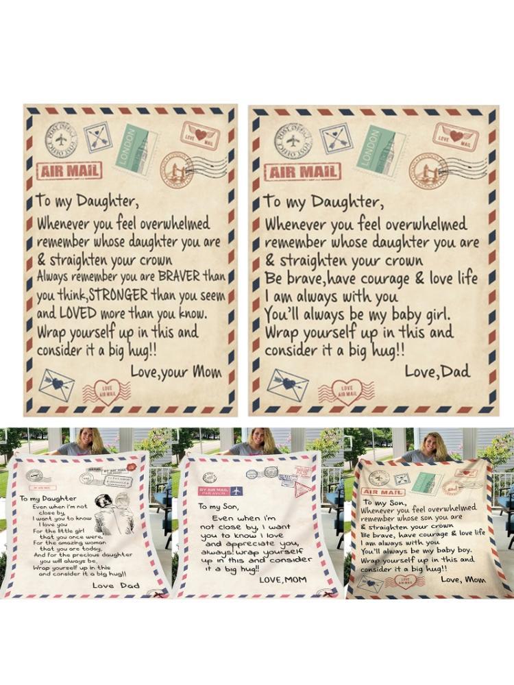 Fleece Blanket to My Daughter Son Wife Letter Printed Quilts Air Mail Blankets