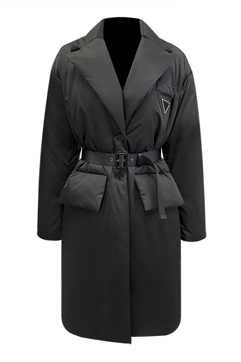 Getspring Women Womens Coats Bandage Vintage Long Parka Down Jacket Woman Black Winter Overcoat Fashion