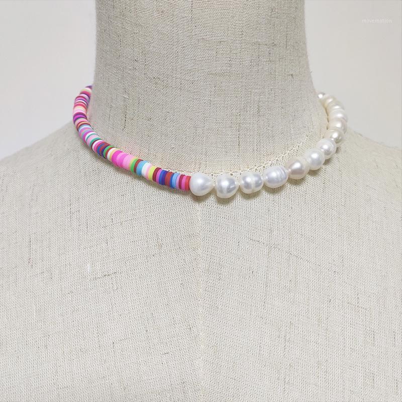 2021 women summer fashion pearls necklace Unique stitching design boho style colored polymer clay jewelry choker gift for friend1
2021 women summer fashion pearls necklace Unique stitching design boho style colored polymer clay jewelry choker gift for friend1